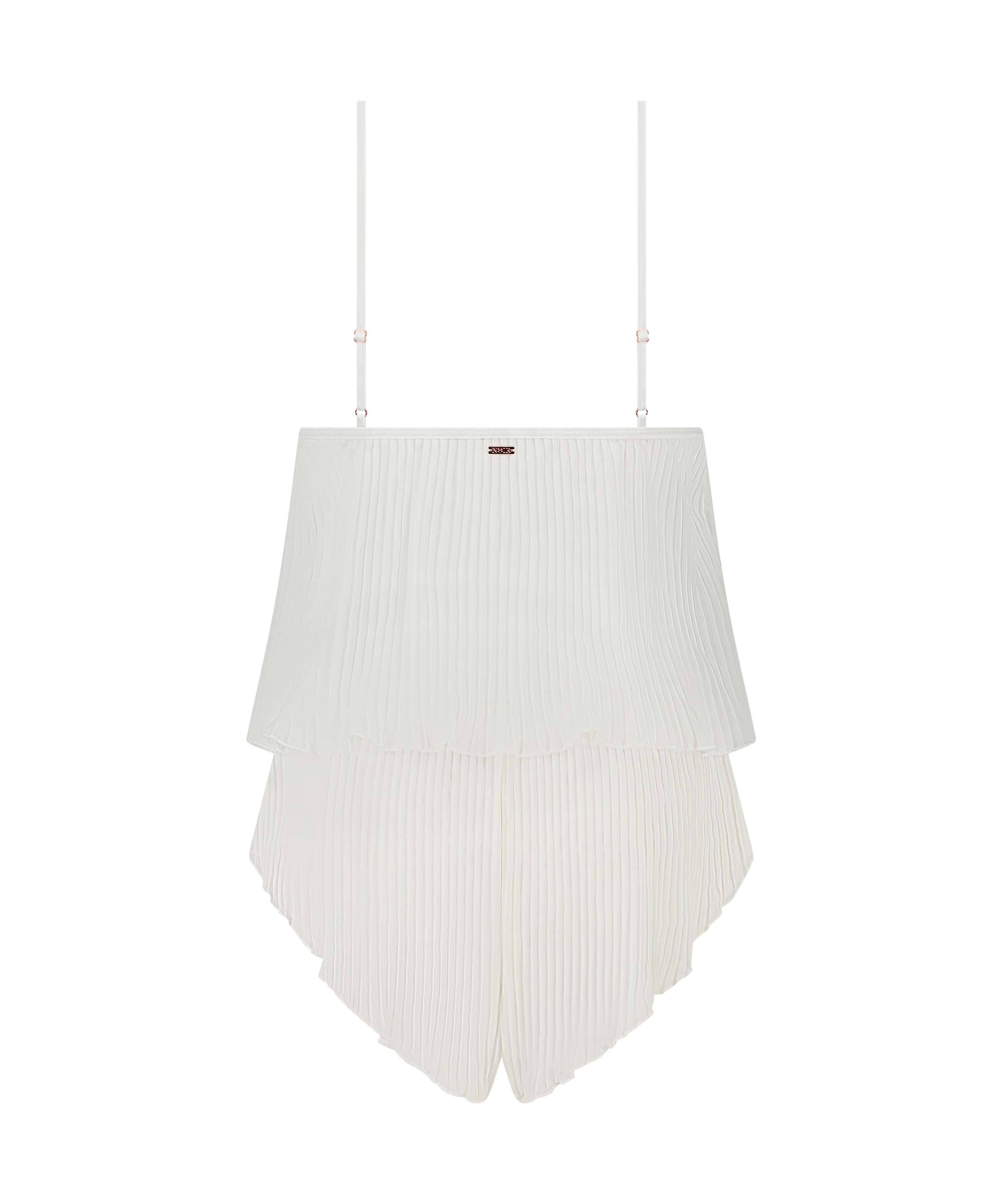 Chiffon Plisse Cami Set, White, main