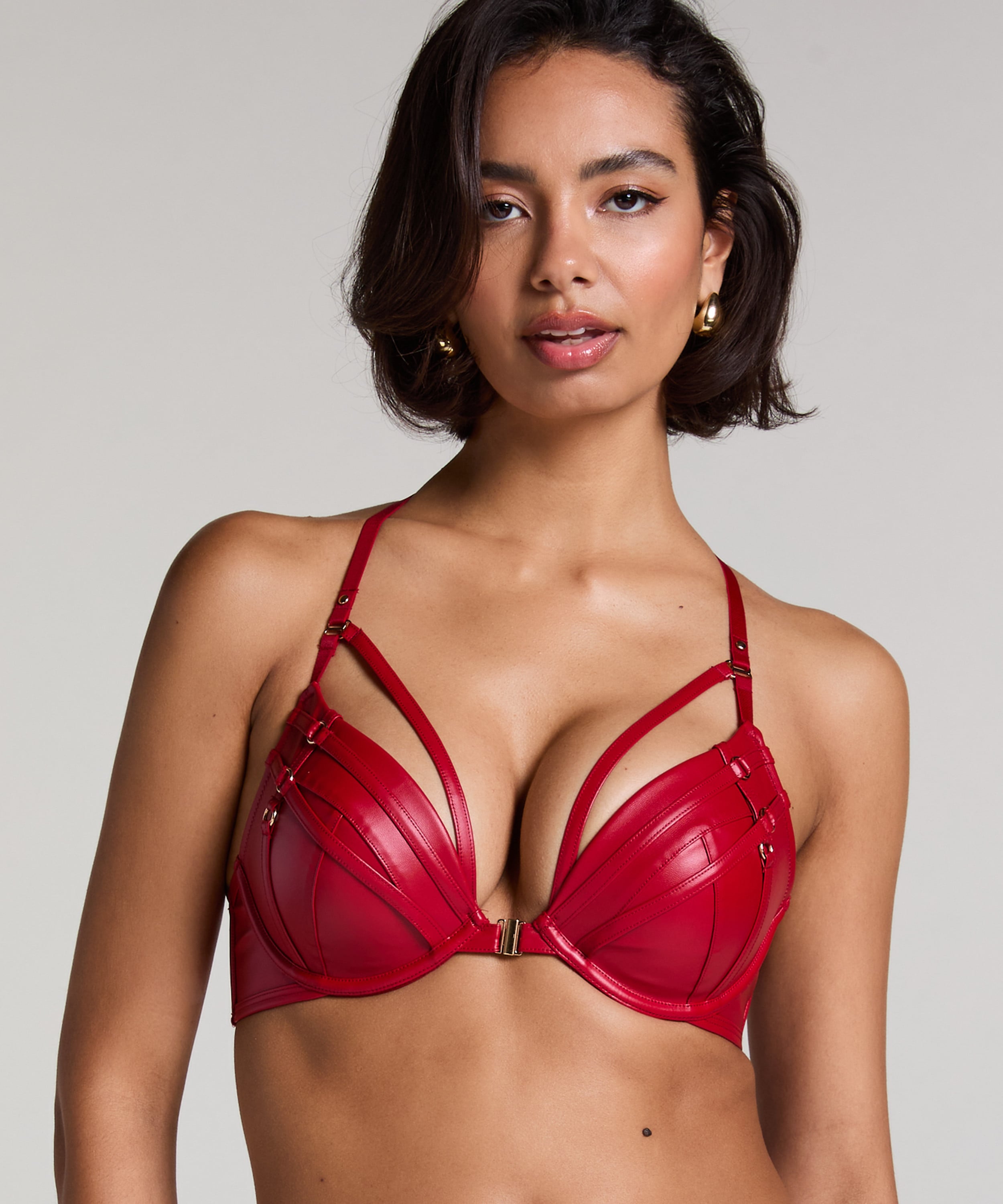 Faye Padded Underwired Push-Up Bra, Red, main