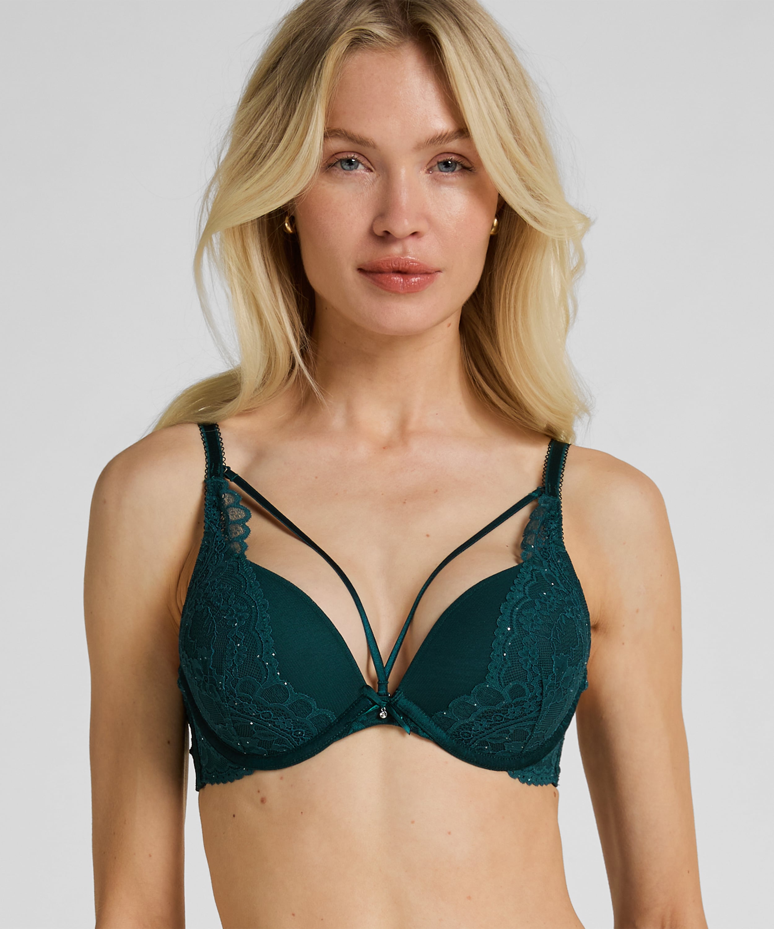 Isadora Padded Underwired Push-Up Bra, Green, main
