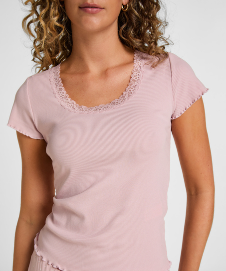 Pyjama Top Jersey Rib, Pink