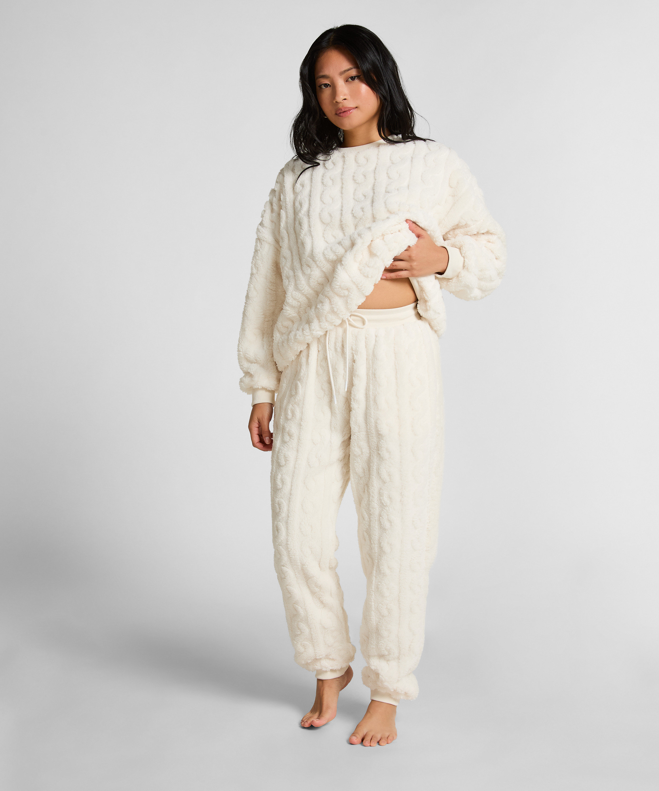 Jogger Cable Fleece, White, main