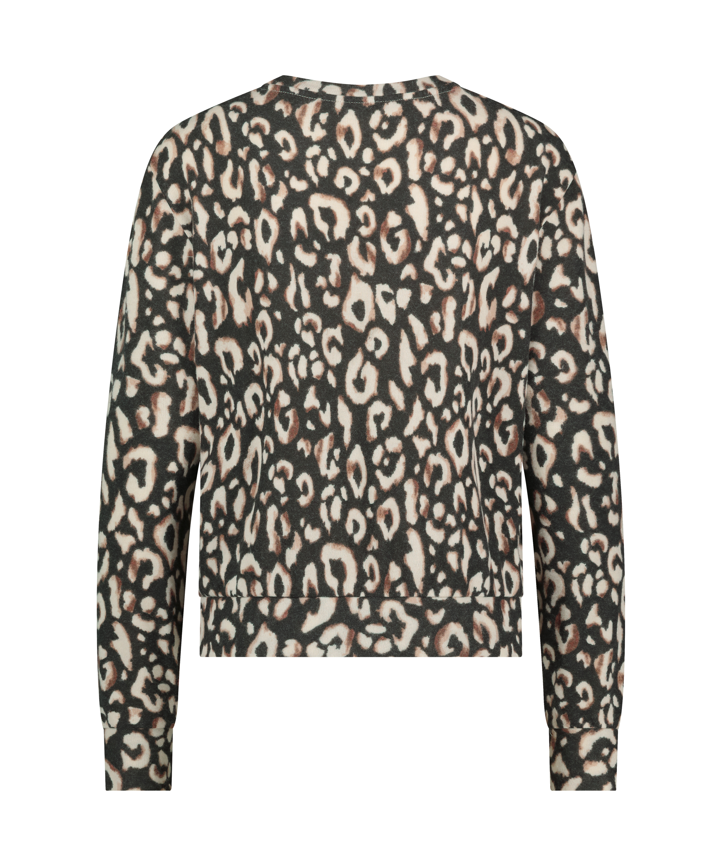 Jersey Long-Sleeved Pyjama Top, Black, main