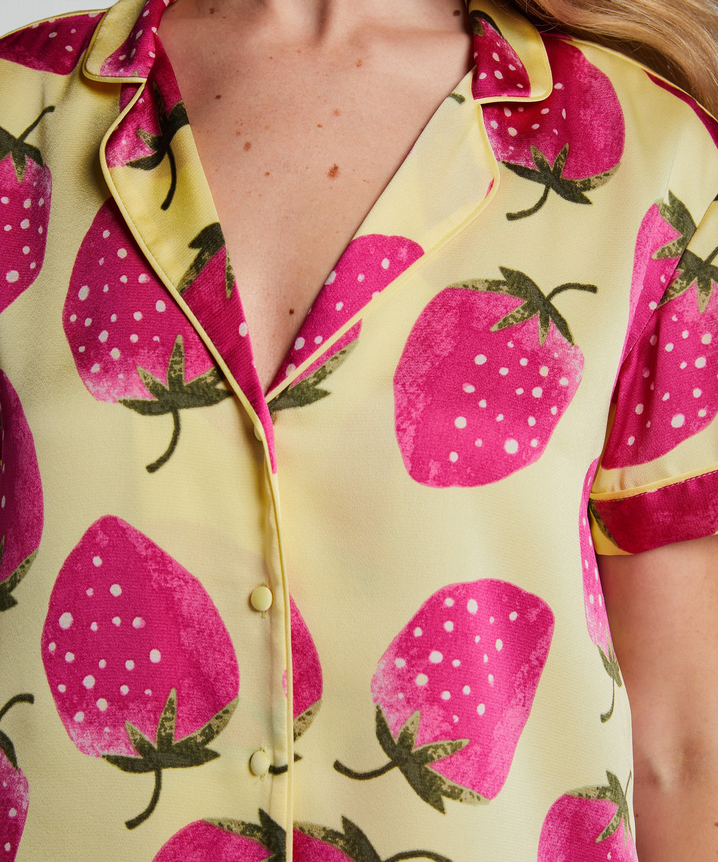 Satin Short-Sleeved Jacket, Yellow, main