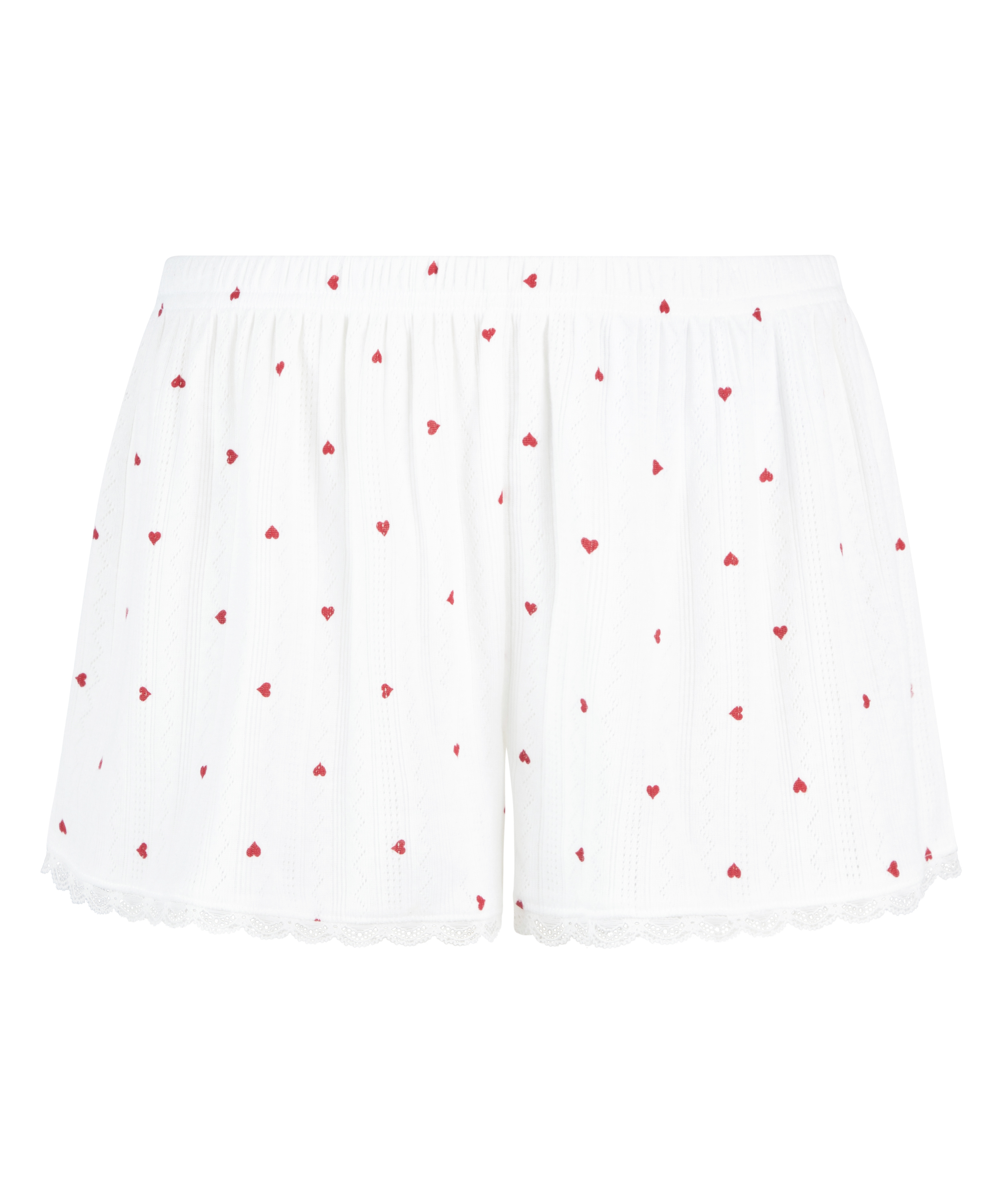 Pointelle Pyjama Shorts, White, main