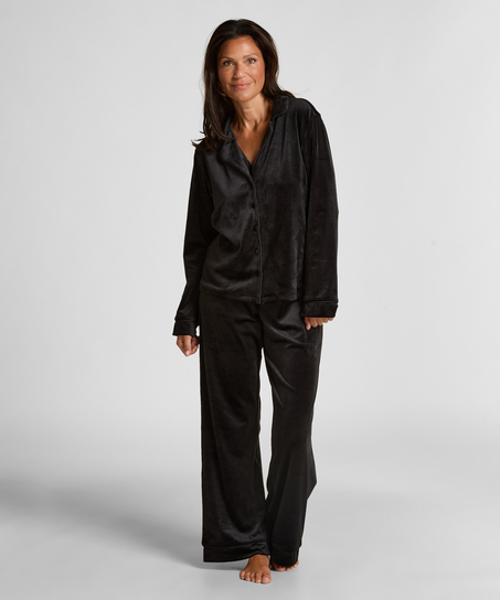 Velours Long-Sleeved Jacket, Black