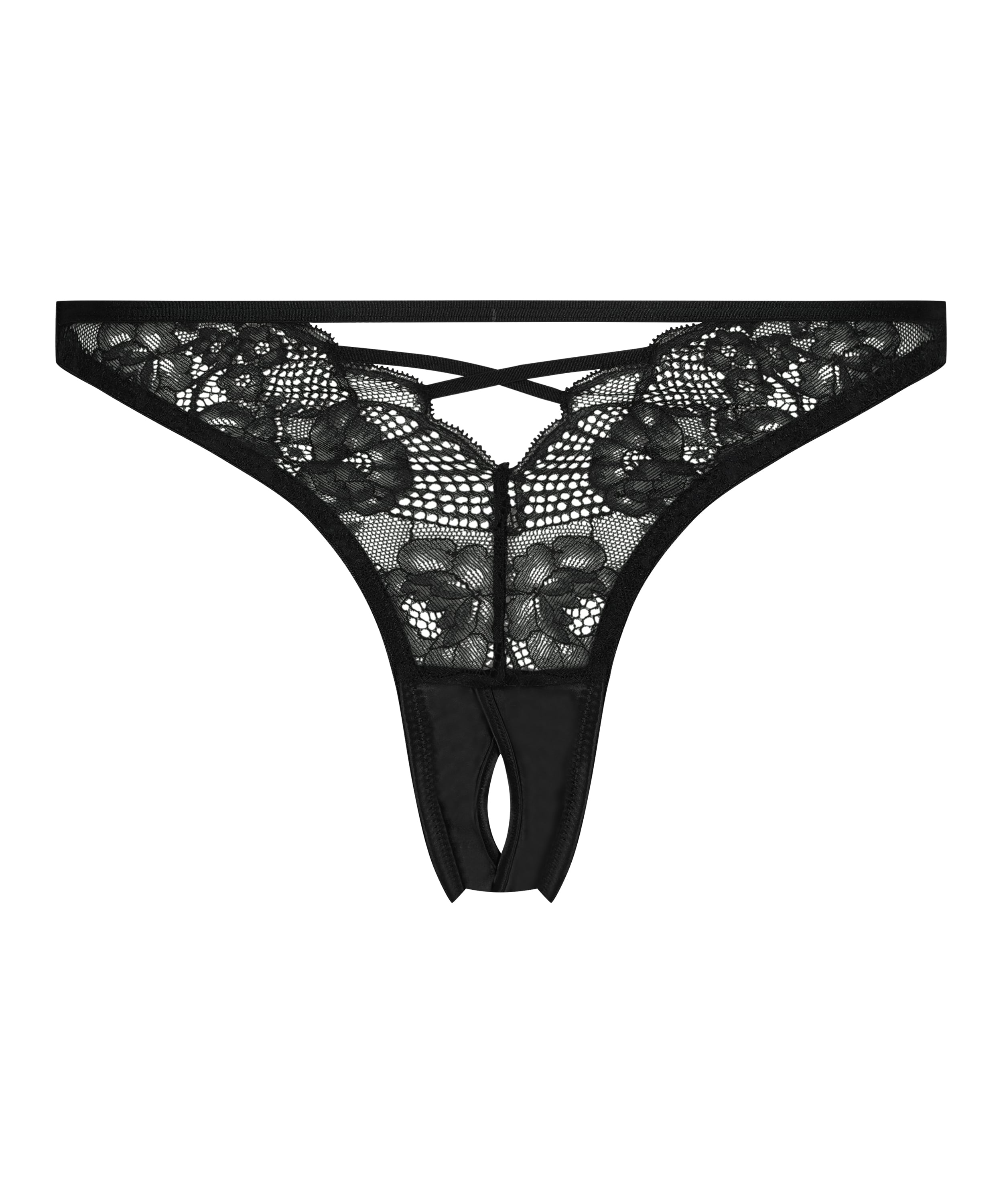 Catherine Open-Crotch Brazilian Knickers, Black, main