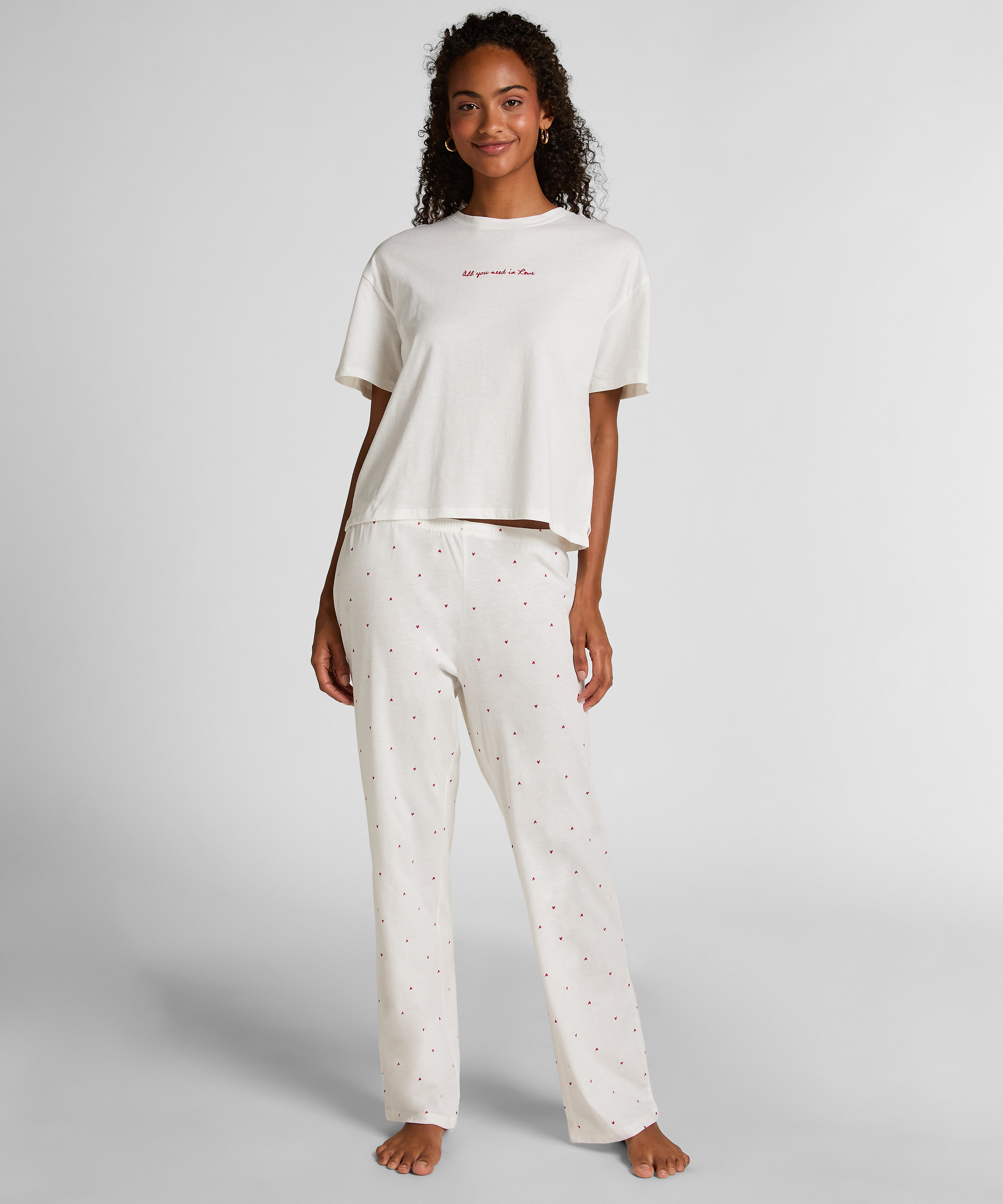 Pyjama Set Cotton Print, White, main