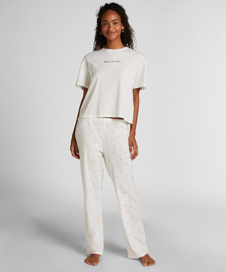 Pyjama Set Cotton Print, White