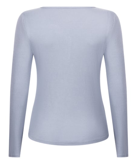 Longsleeved Pyjama Top Henley, Purple