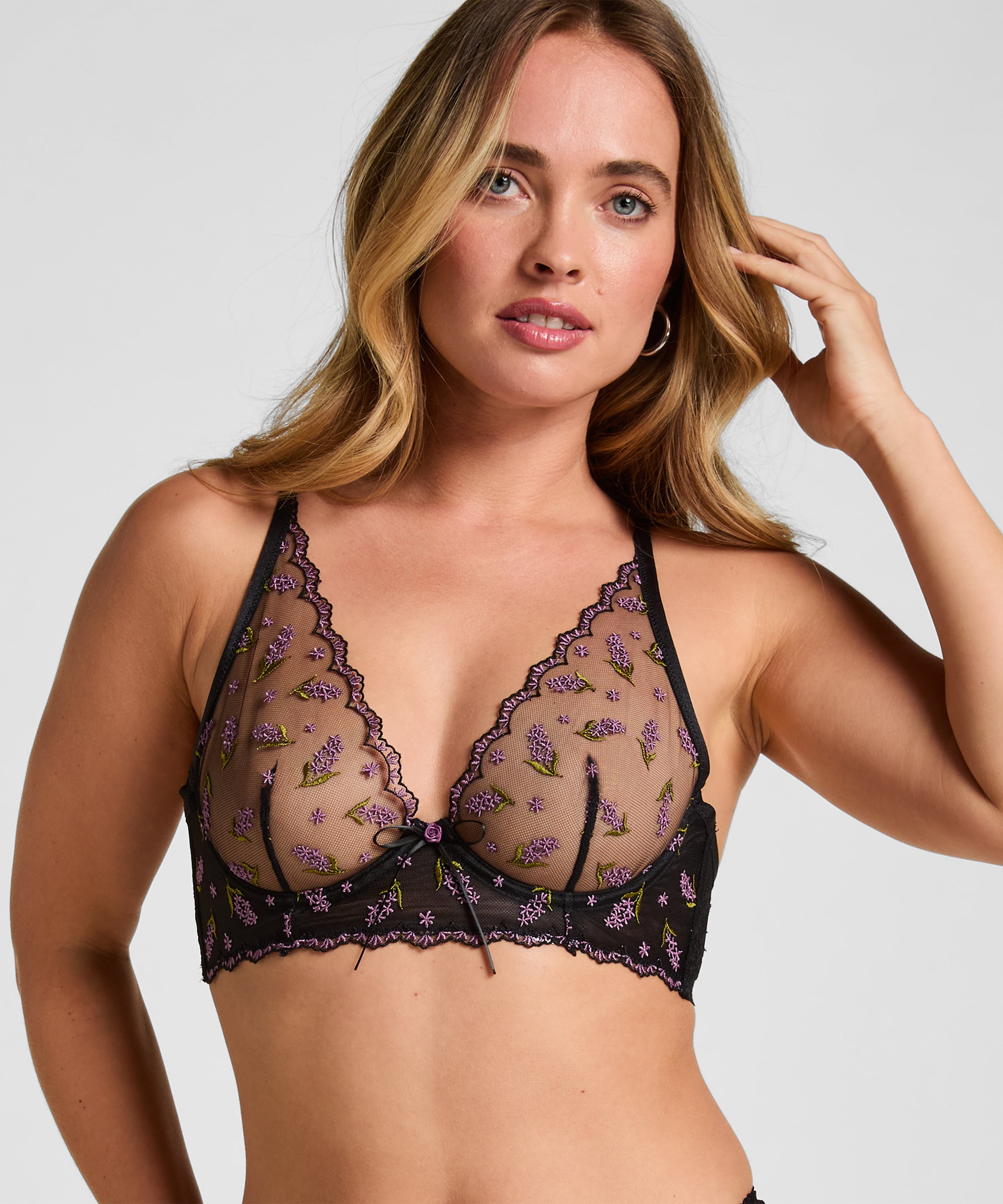Non-Padded Underwired Bra Iris, Black, main