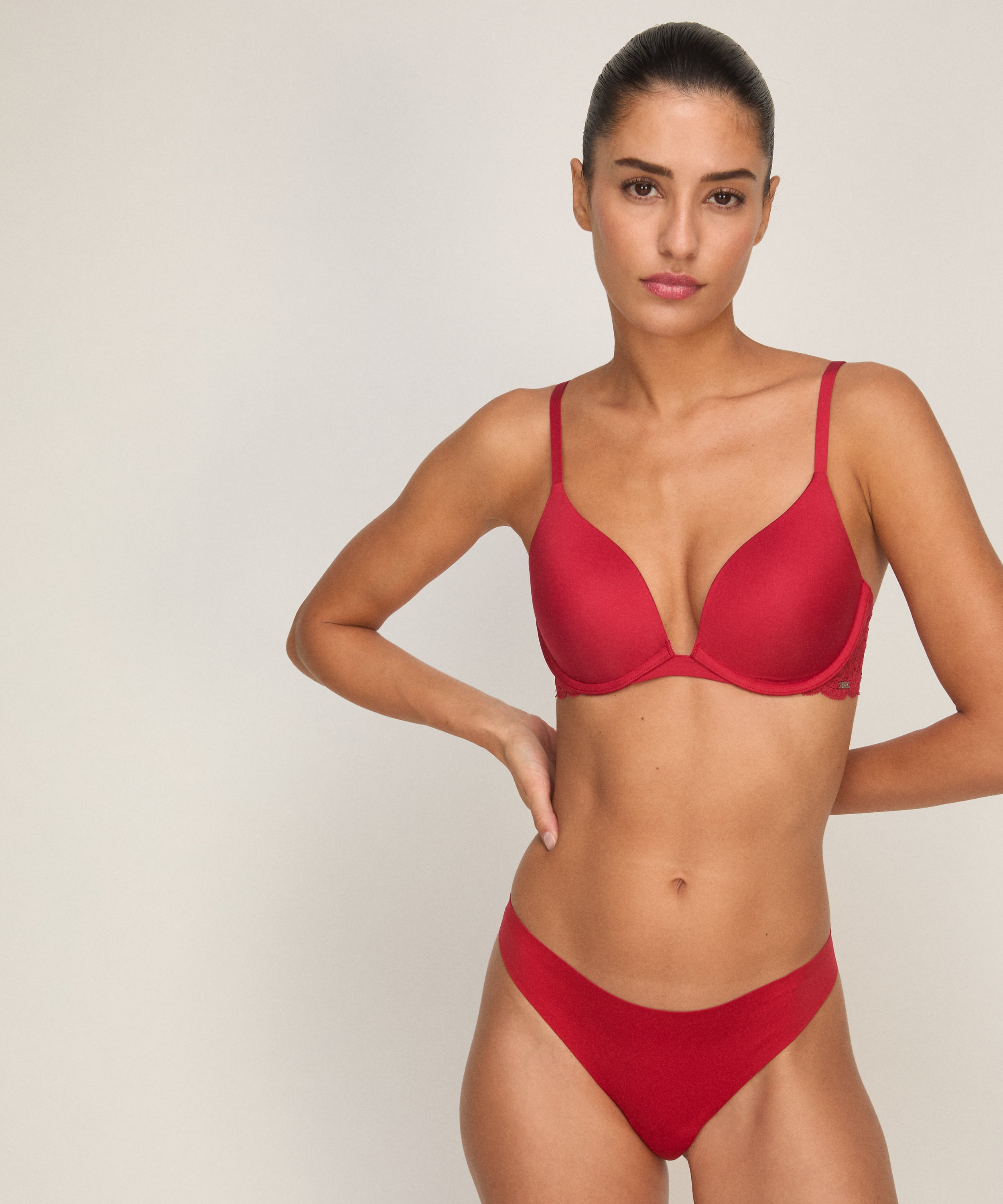 Angie Padded Underwired Push-Up Bra, Red, main