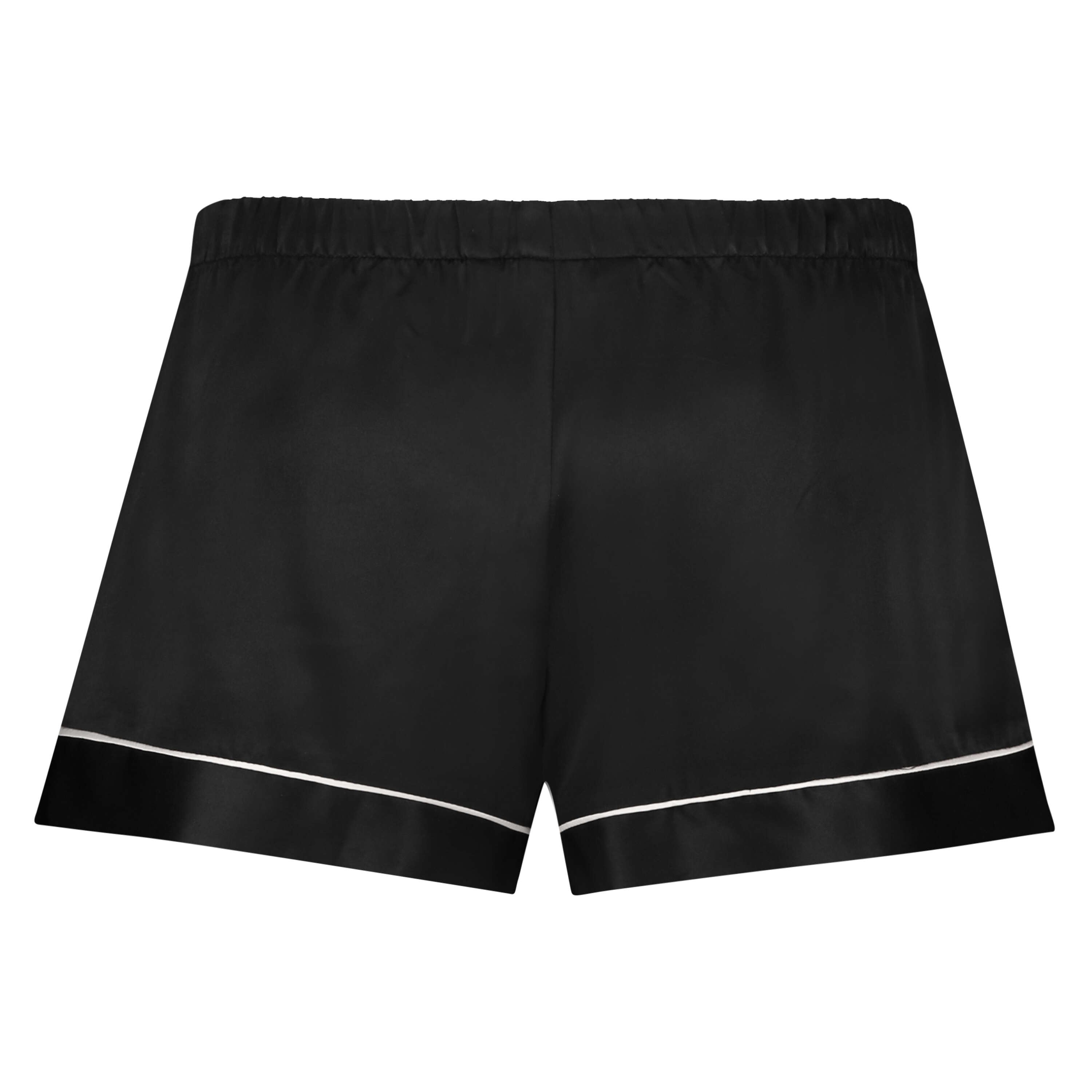 Satin Lace Pyjama Shorts, Black, main