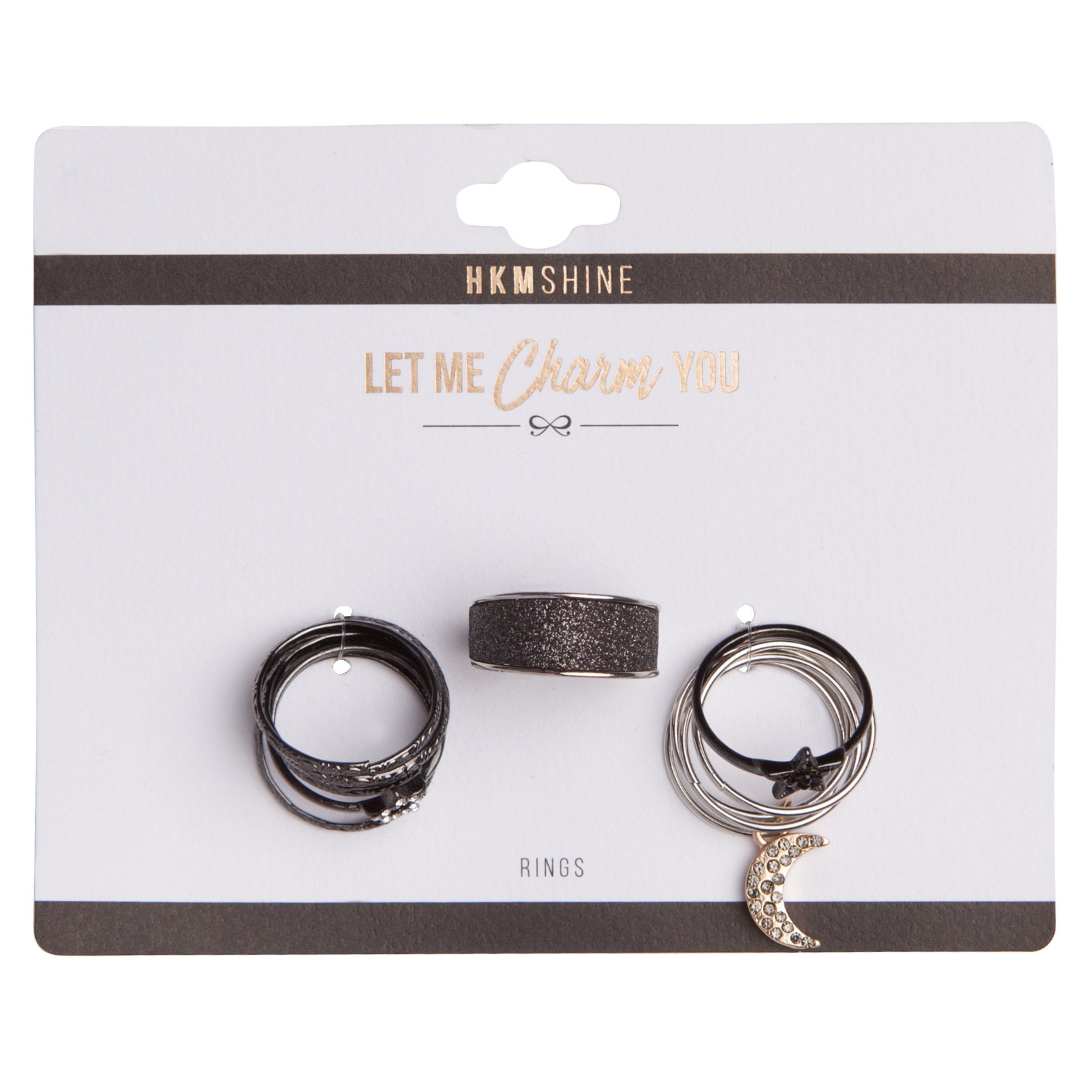 Star & Moon Ring Set, Gray, main
