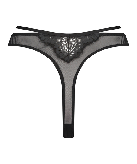 Lidia  High Leg Thong, Black