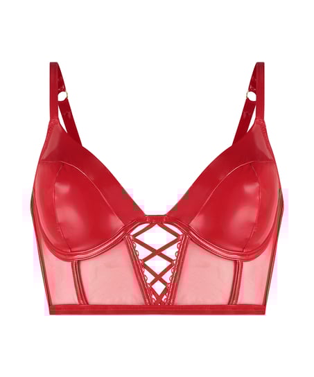 Wilde Padded Underwired Longline Bra, Red