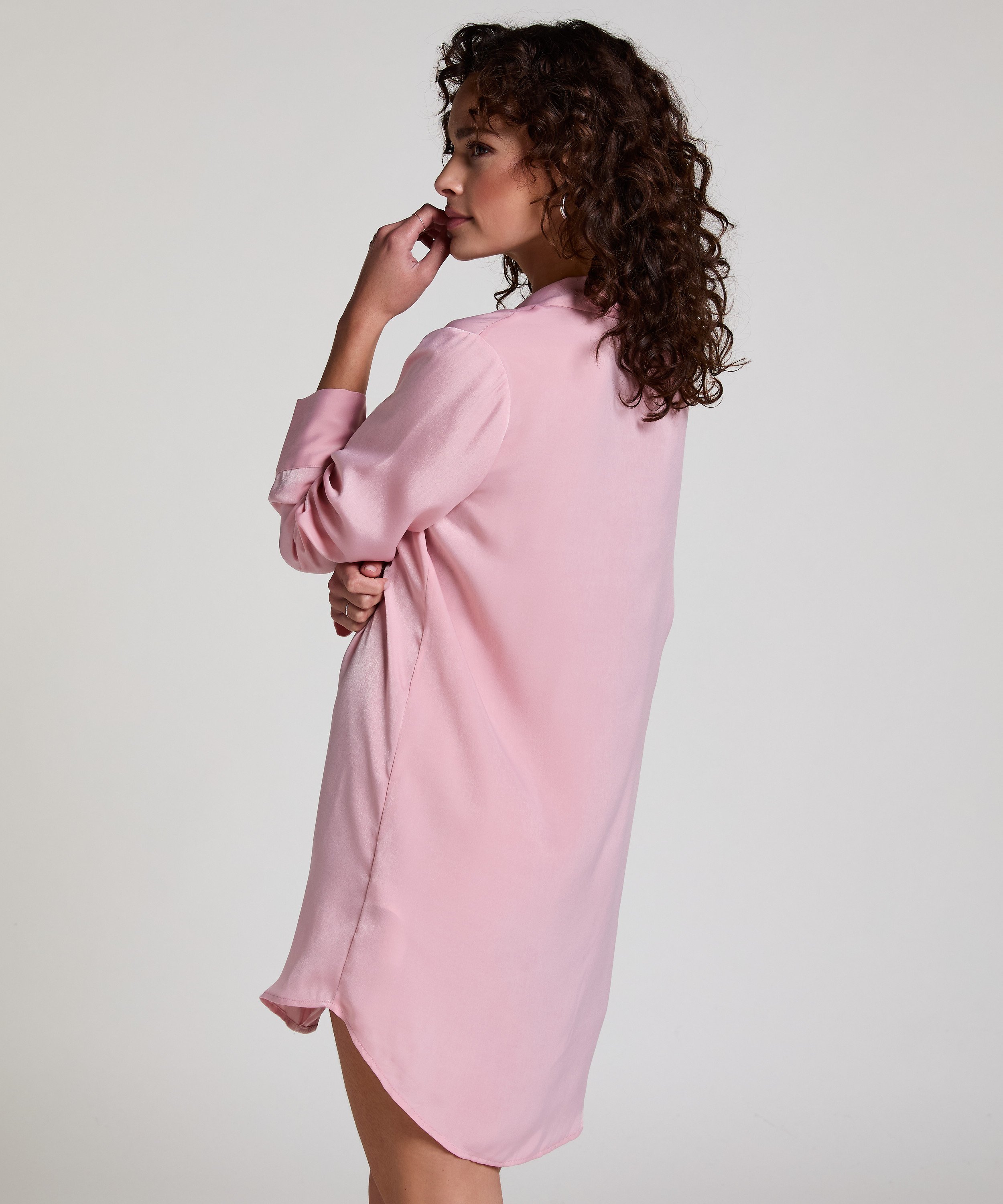 Satin Nightshirt, Pink, main