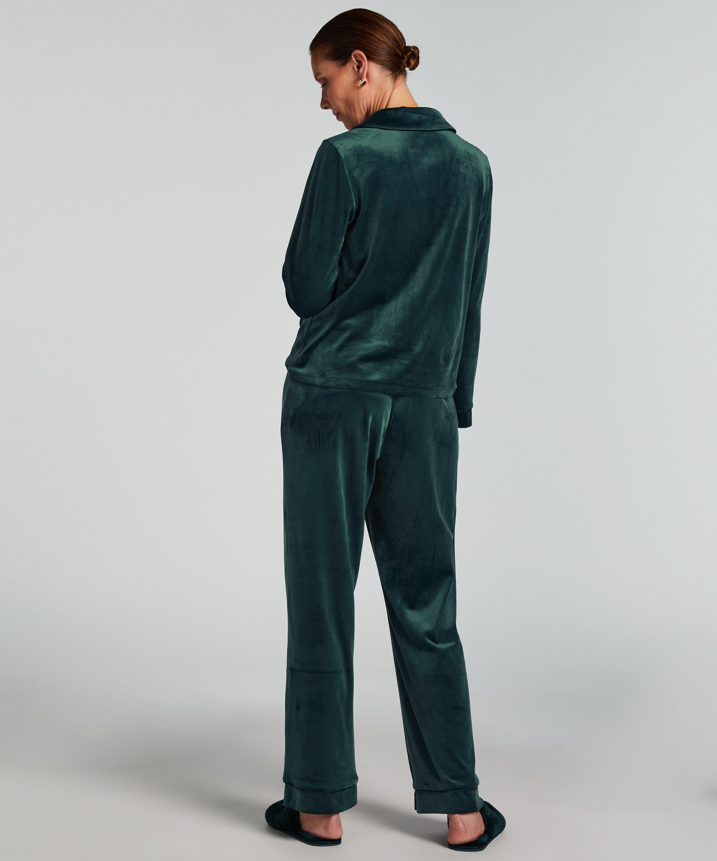 Velours Long-Sleeved Jacket, Green, main