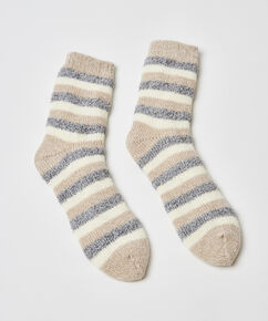Stripe cosy socks, Grey