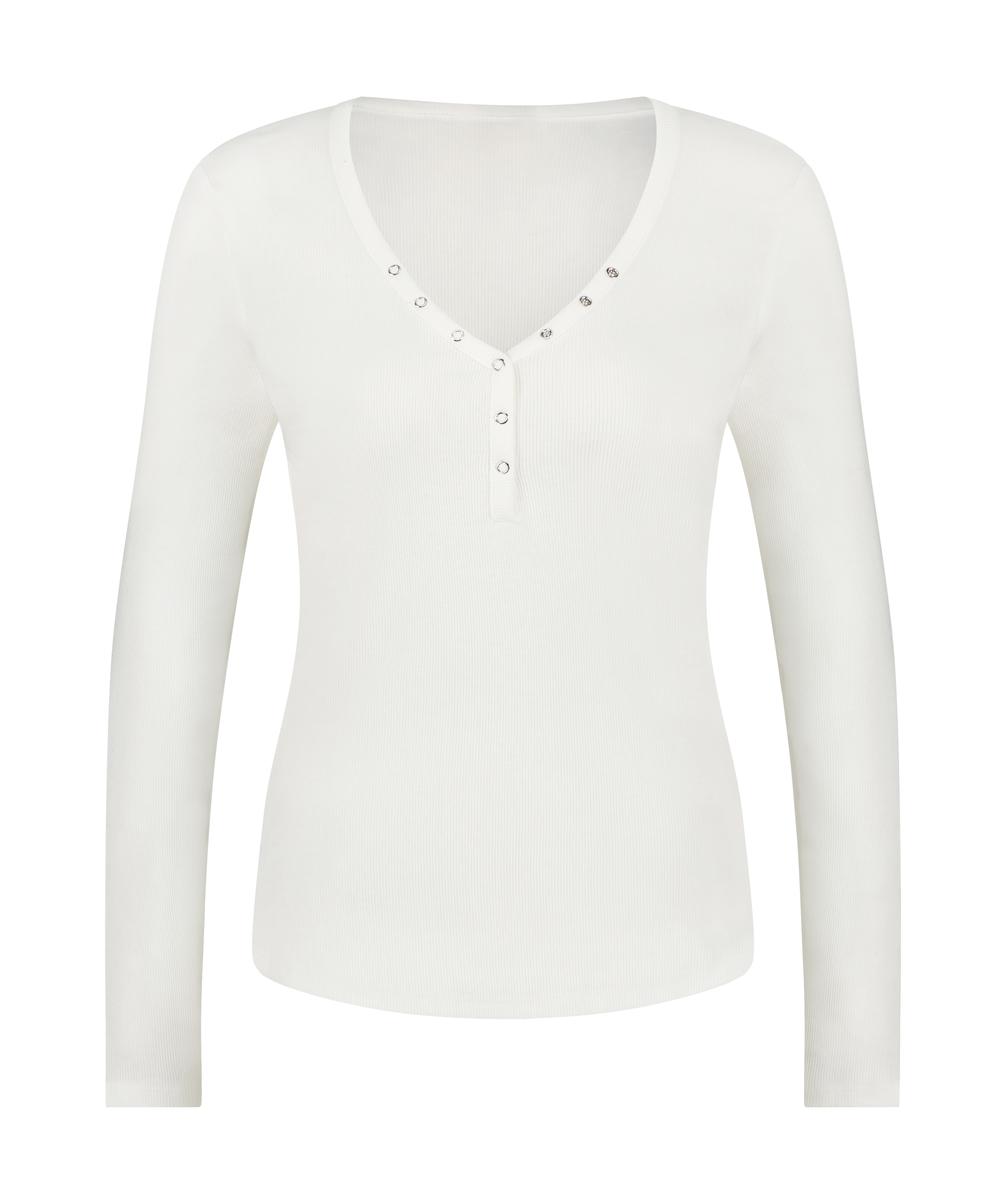 Long-Sleeved Pyjama Top, White, main
