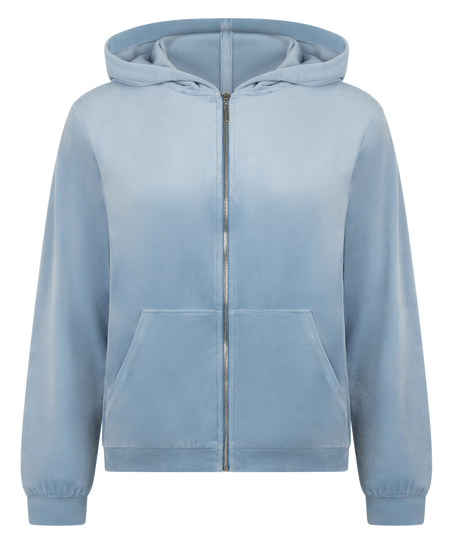 Velour hoodie jacket, Blue