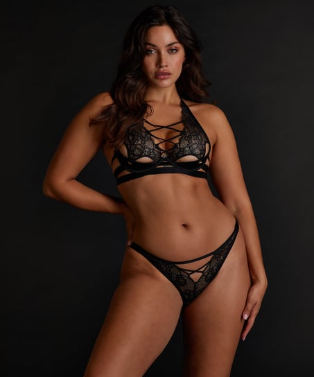 Catherine Open-Crotch Brazilian Knickers, Black