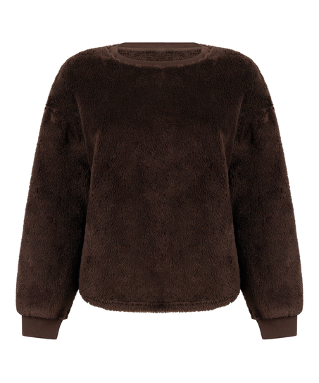 Longsleeved Top Fluffy Fleece., Brown
