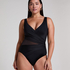 Shaping Shell Mesh Swimsuit, Black