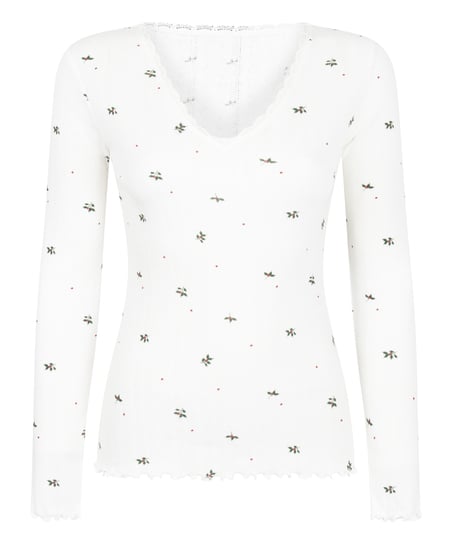 Pointelle Pyjama Top, White