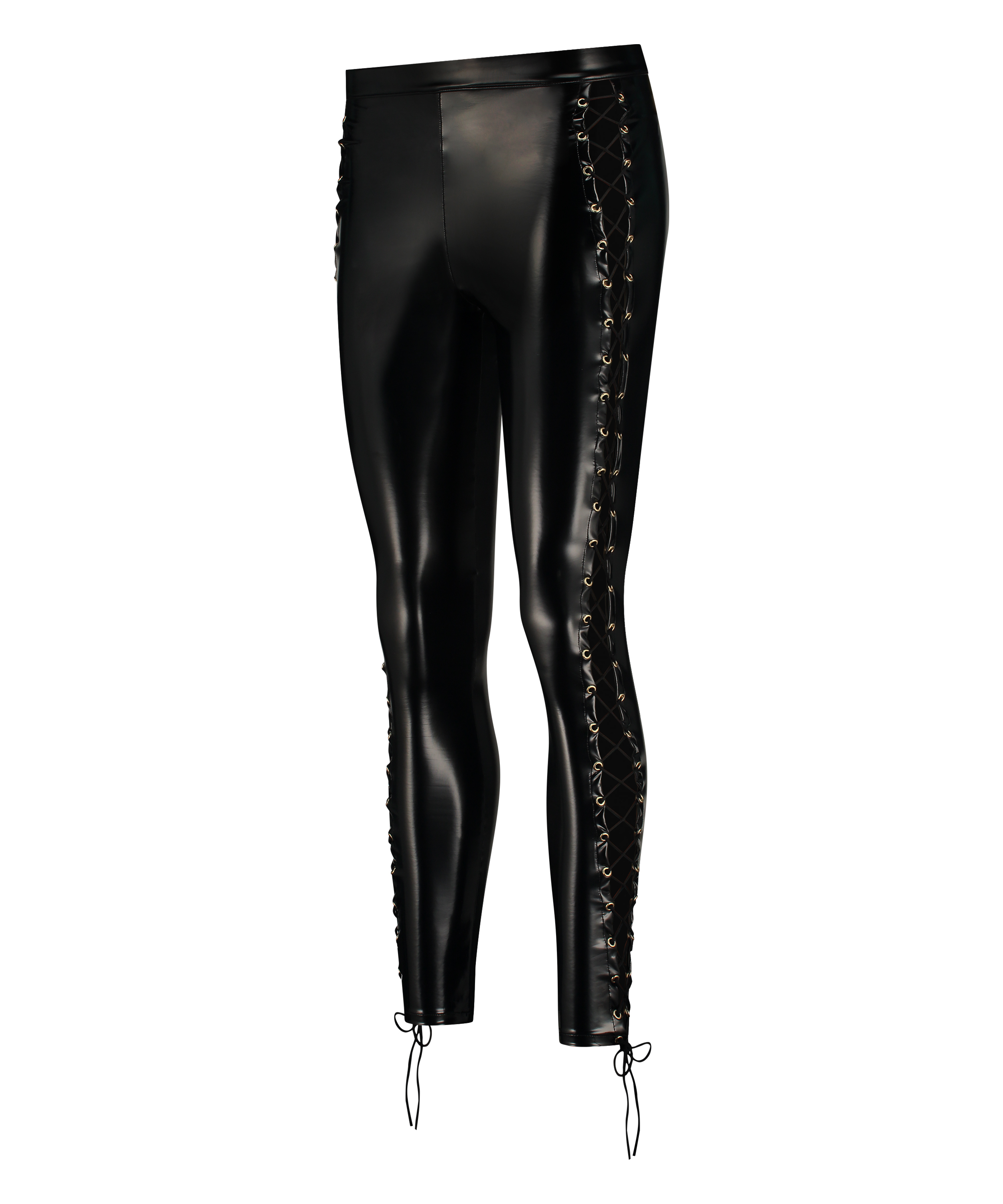 Lace-up leggings, Black, main