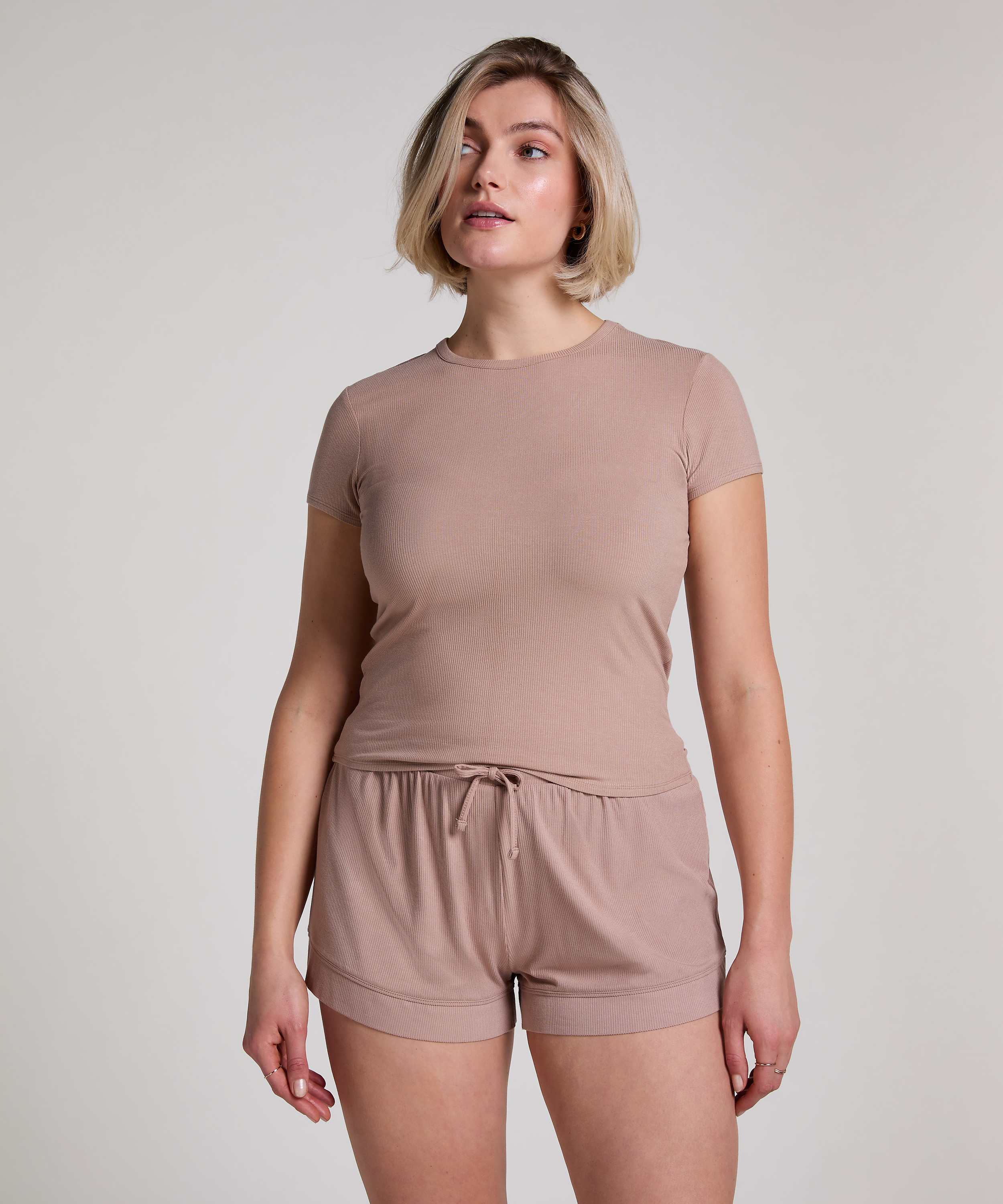 Short Jersey Rib Essential, Beige, main