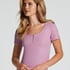 Henley Short Sleeved Pyjama Top, Purple