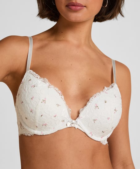 Marine Padded Push-Up Underwired Bra, White