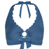 Scallop Halter Bikini Top, Blue