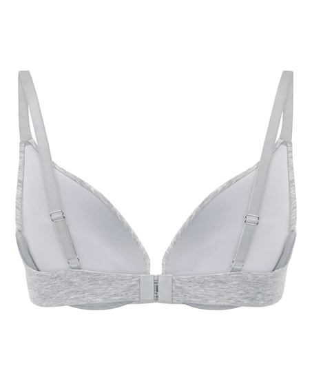 Cotton Padded Underwired Push-Up Bra, Gray