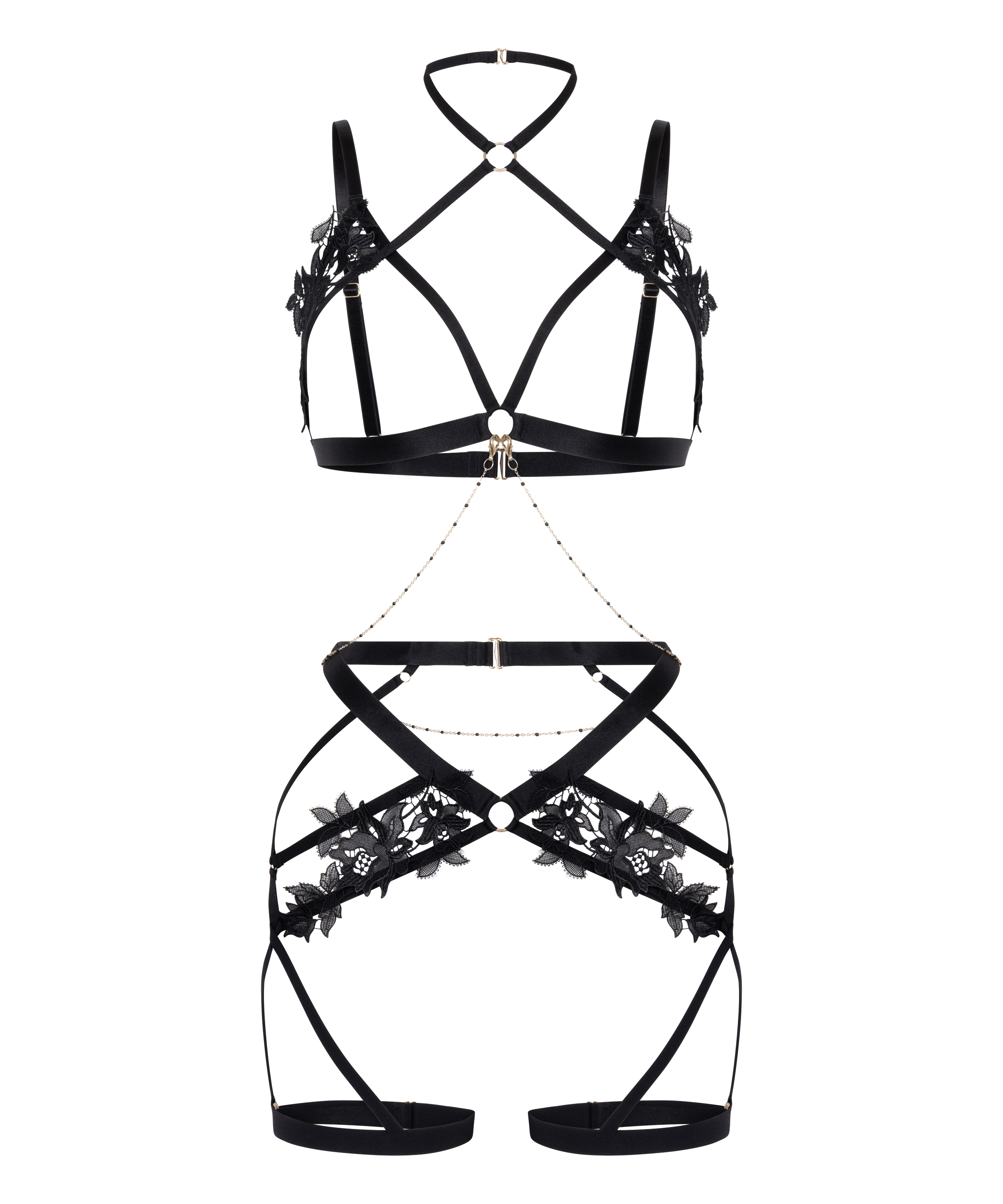 Applique Harness, Black, main