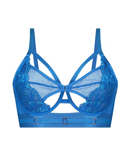Pleasure Non-Padded Longline Underwired Bra, Blue