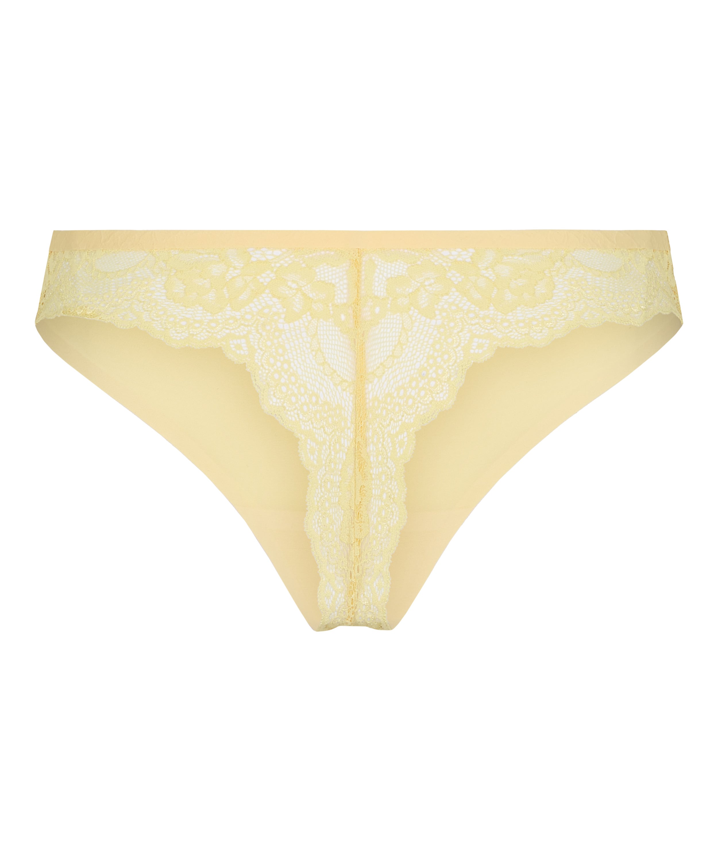 Lace Back Invisible Thong, Yellow, main