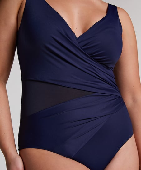 Shaping Shell Mesh Swimsuit, Blue