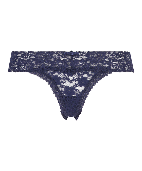 Floral Lace Thong, Blue