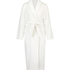 Long Fleece Ribbed Bathrobe, White