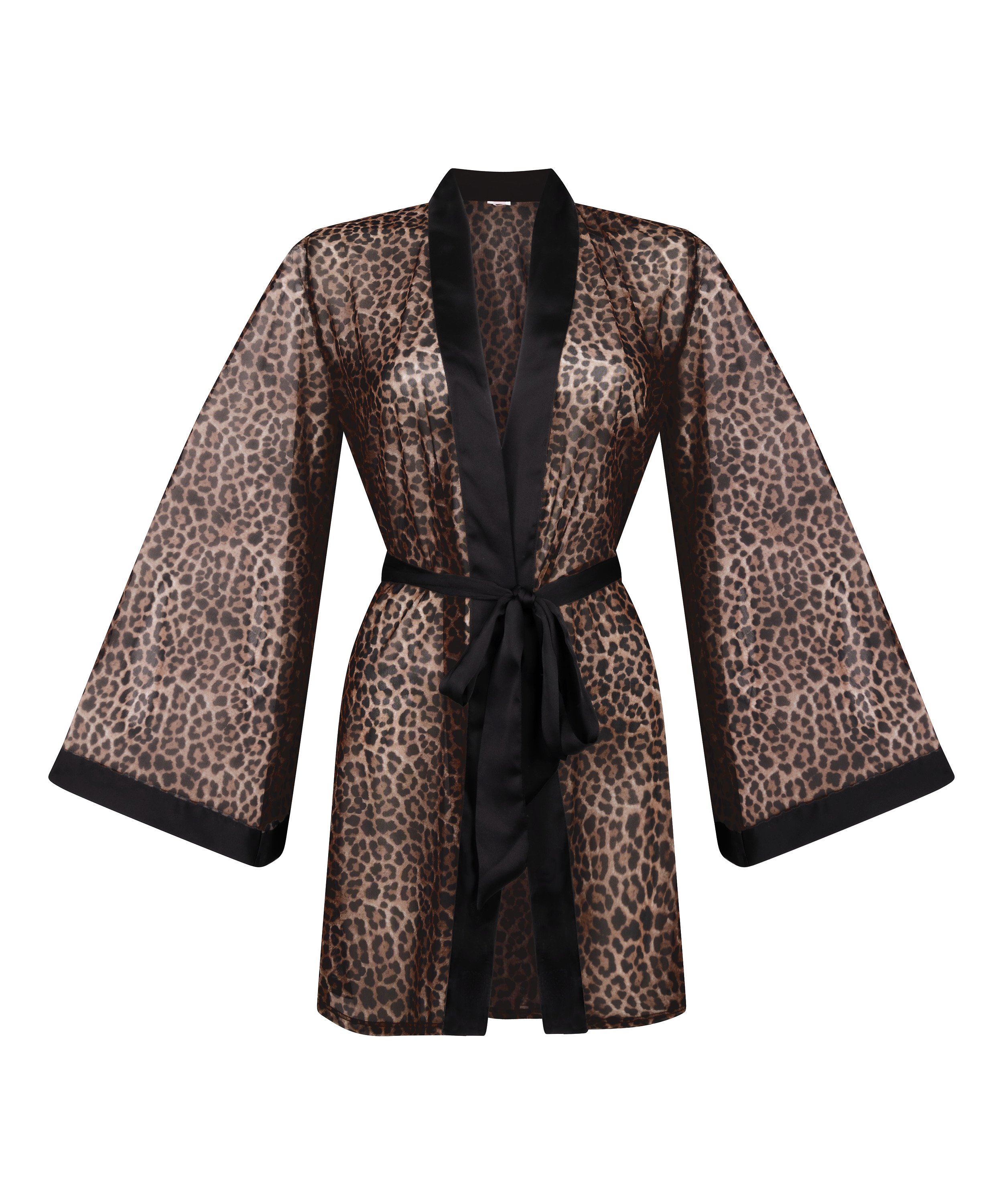 Leopard Mesh Kimono, Black, main