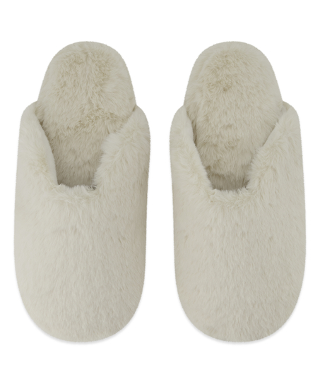 Teddy Mule Slipper, White
