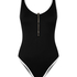 Neoprene Mono Zip Up Bathingsuit, Black
