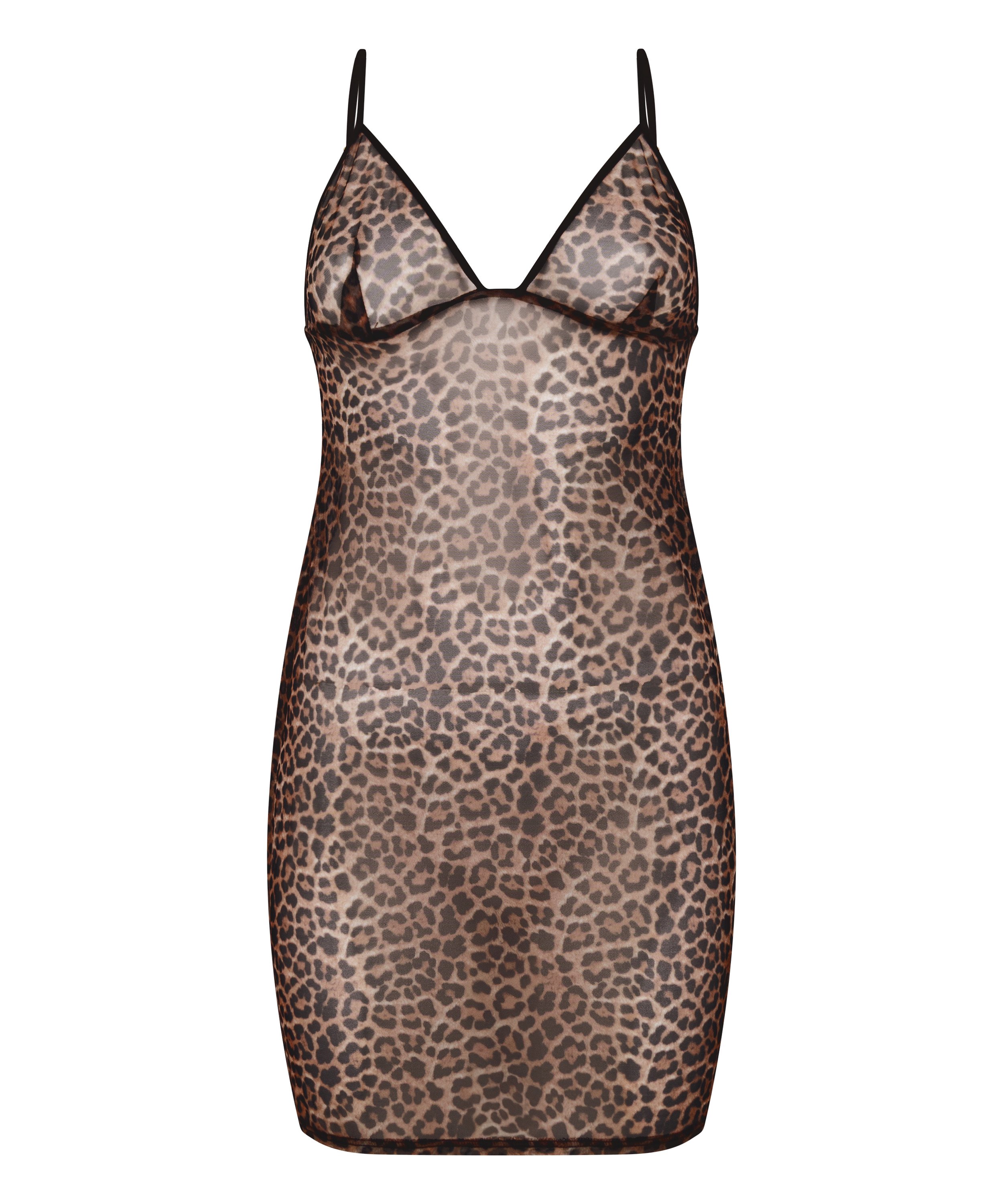 Leopard Mesh Slip Dress, Black, main
