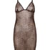 Leopard Mesh Slip Dress, Black