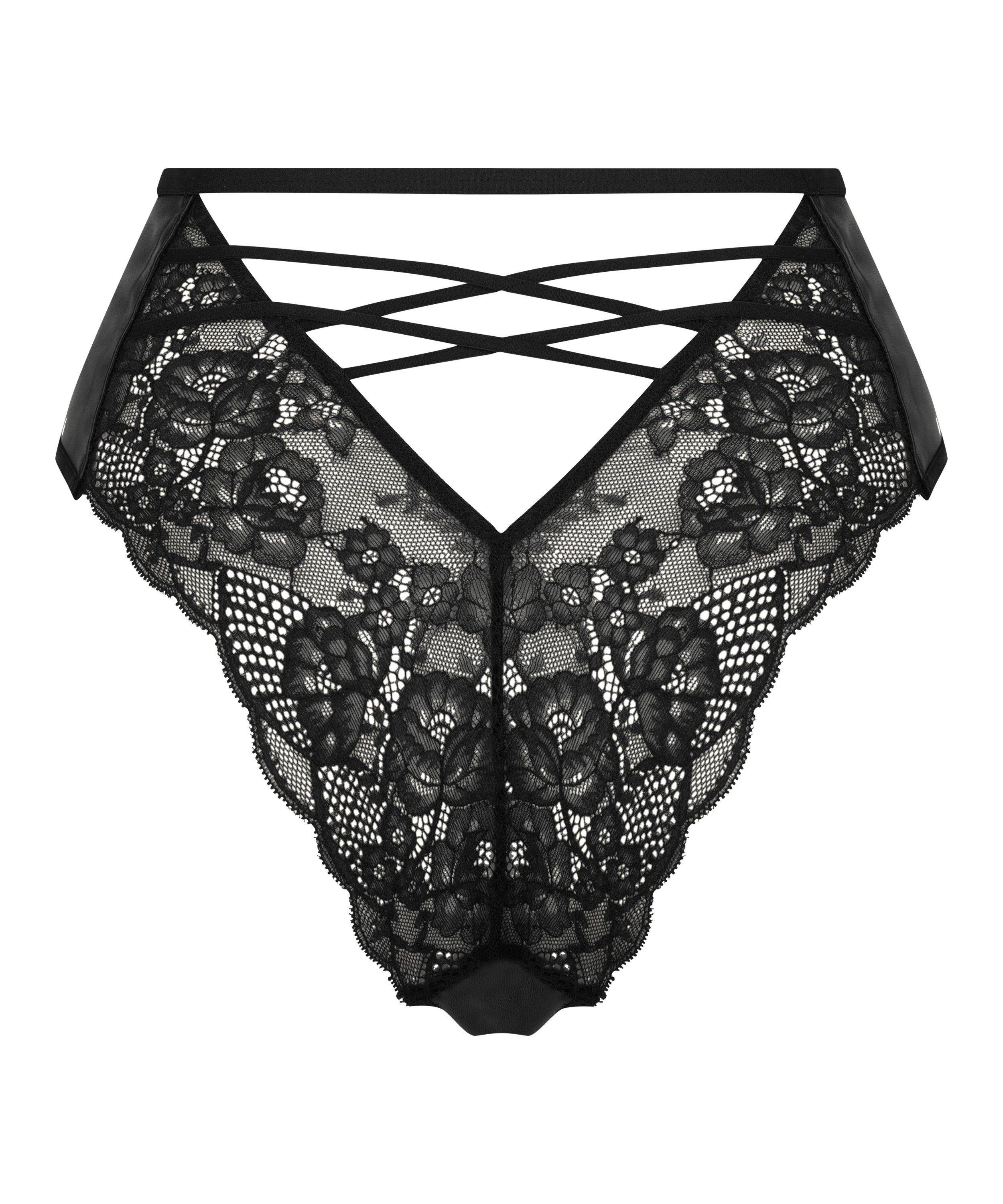 Melissa High Leg Open Crotch Brazilian, Black, main