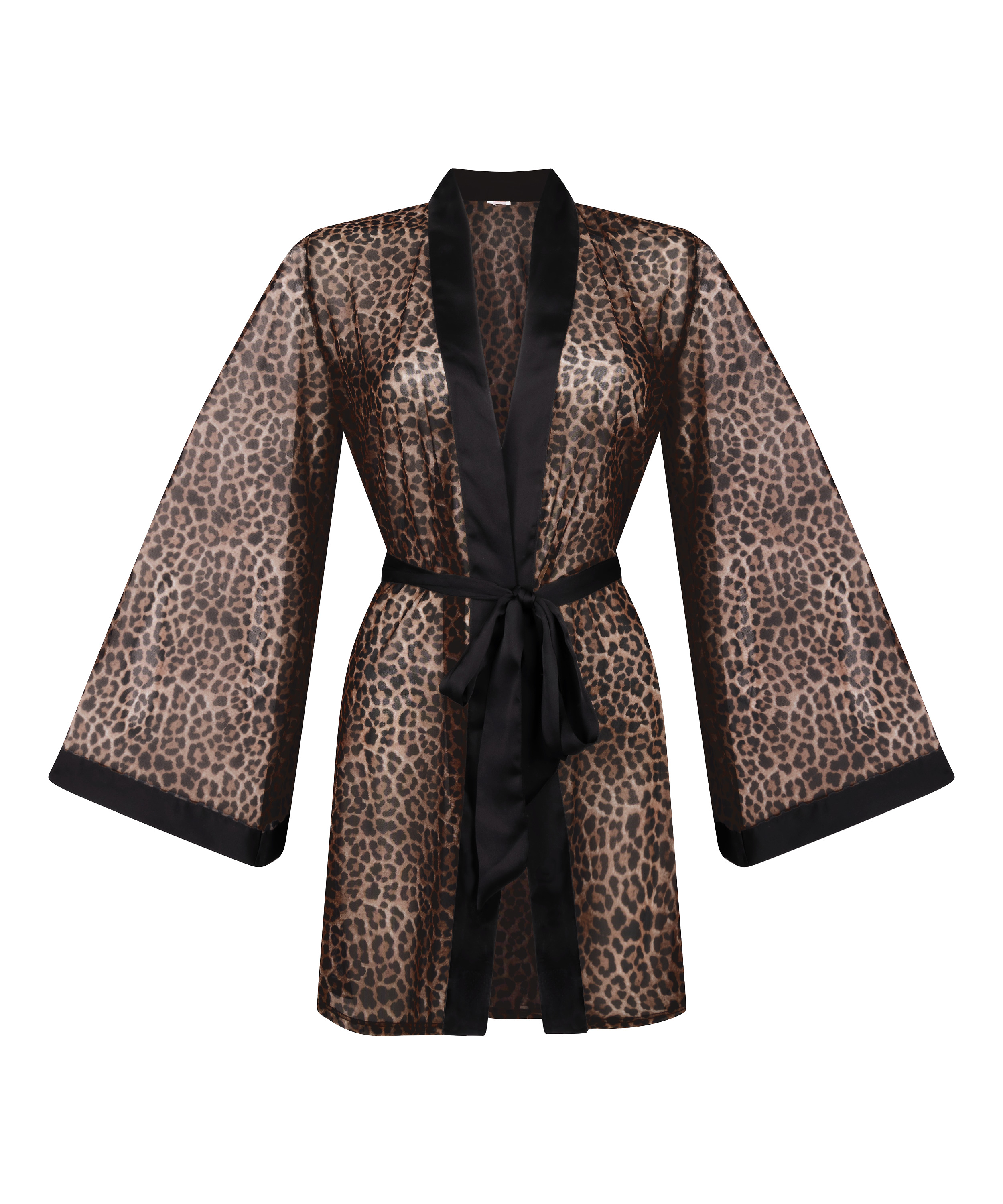 Leopard Mesh Kimono, Black, main