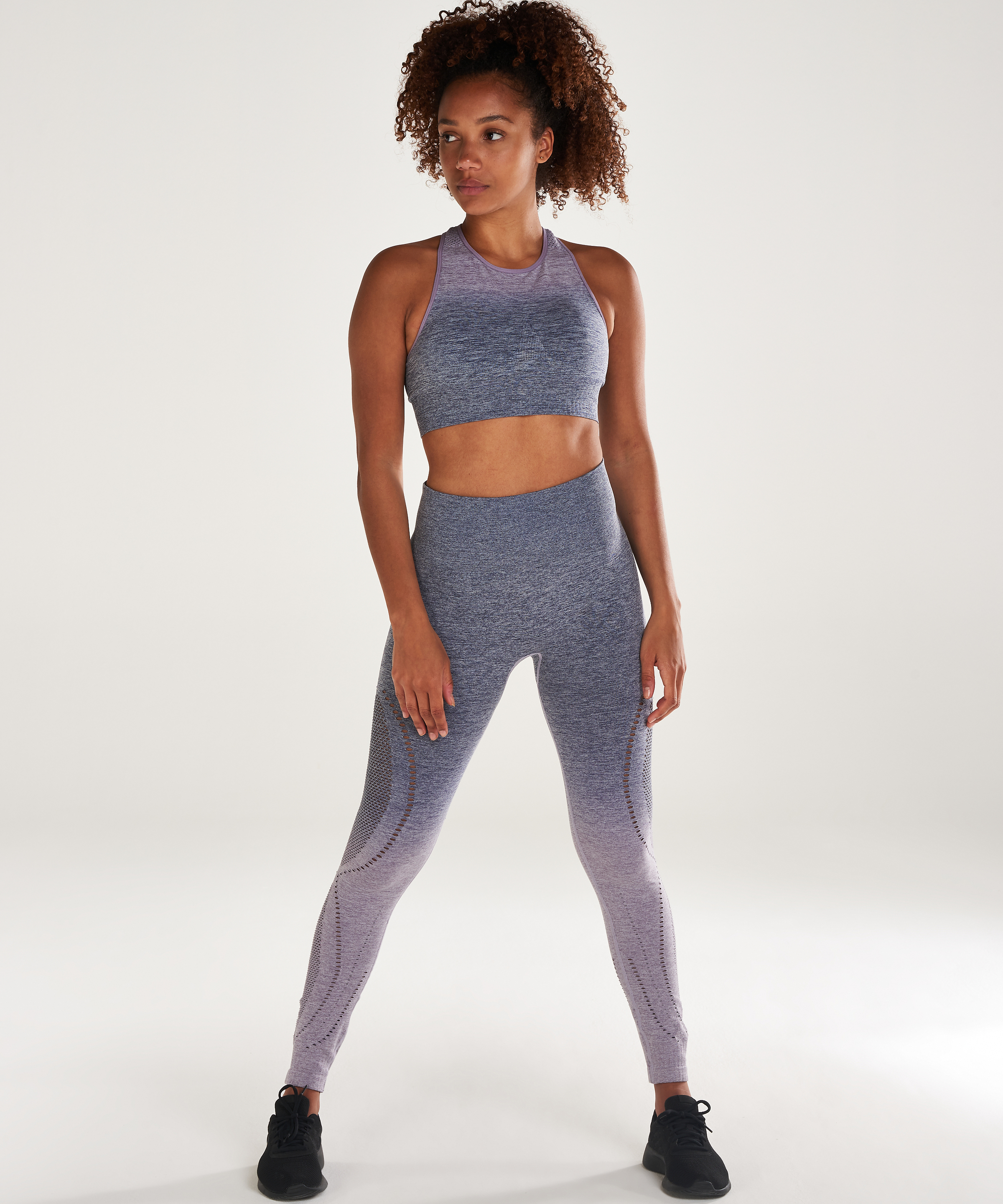 HKMX High waisted sports leggings round-knit ombre, Blue, main