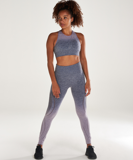 HKMX High waisted sports leggings round-knit ombre, Blue
