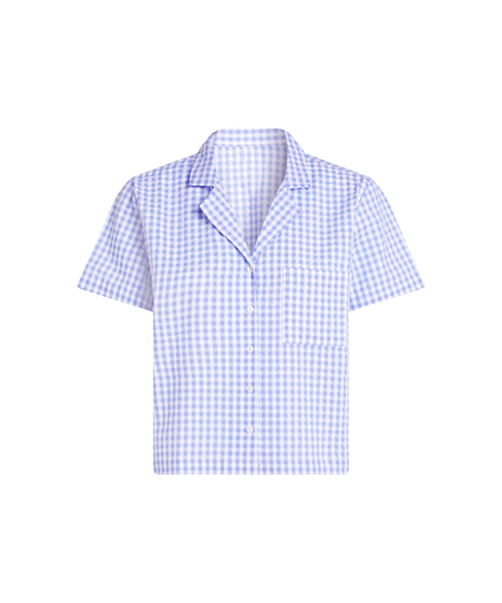 Seersucker Short-Sleeved Jacket, Blue